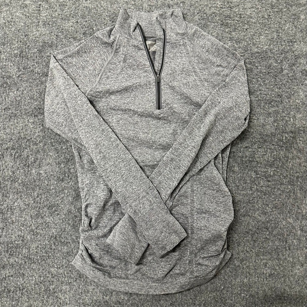 Athleta Pullover Womens Size S Gray Space Dye Quarter Zip Ruched Athletic Top